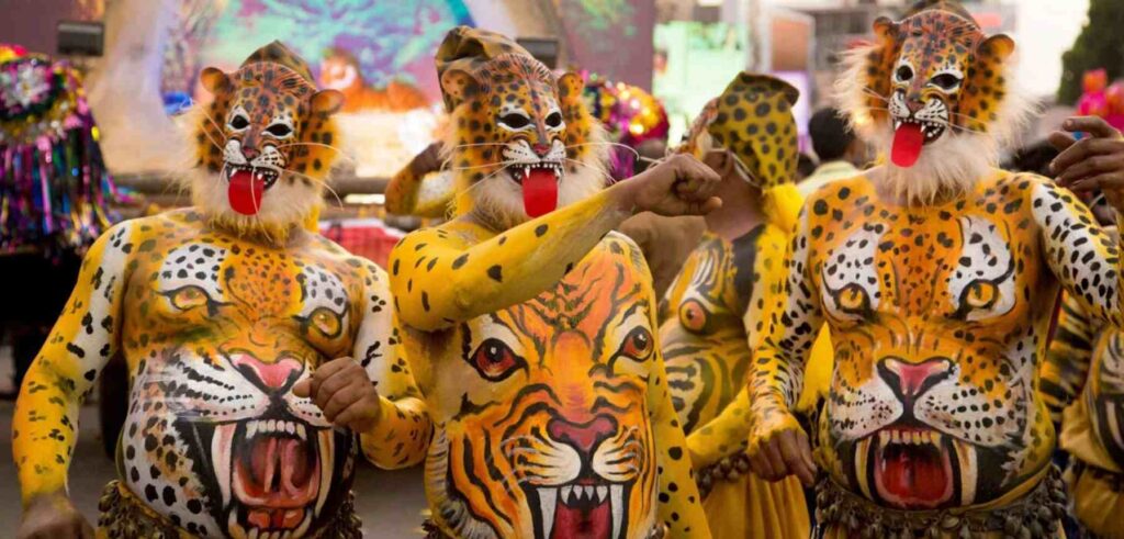 Pulikali Kerala Festival, Colorful Tiger Dance Celebration